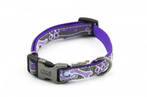 ПР0043625 Ошейник для собак светоотражающий 15х300-450мм нейлон фиолетовый Great&Small