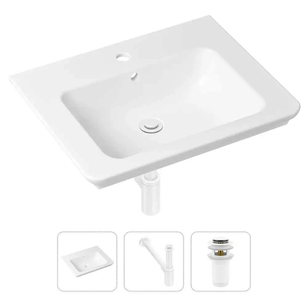 Врезная раковина Lavinia Boho Bathroom Sink 21520391 фарфор 60 см с донным клапаном и металлическим сифоном