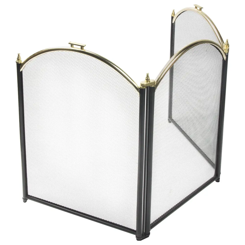 Экран трёхстворчатый С-03010 PК, цвет чёрный/латунь REALFLAME STLM-2172714