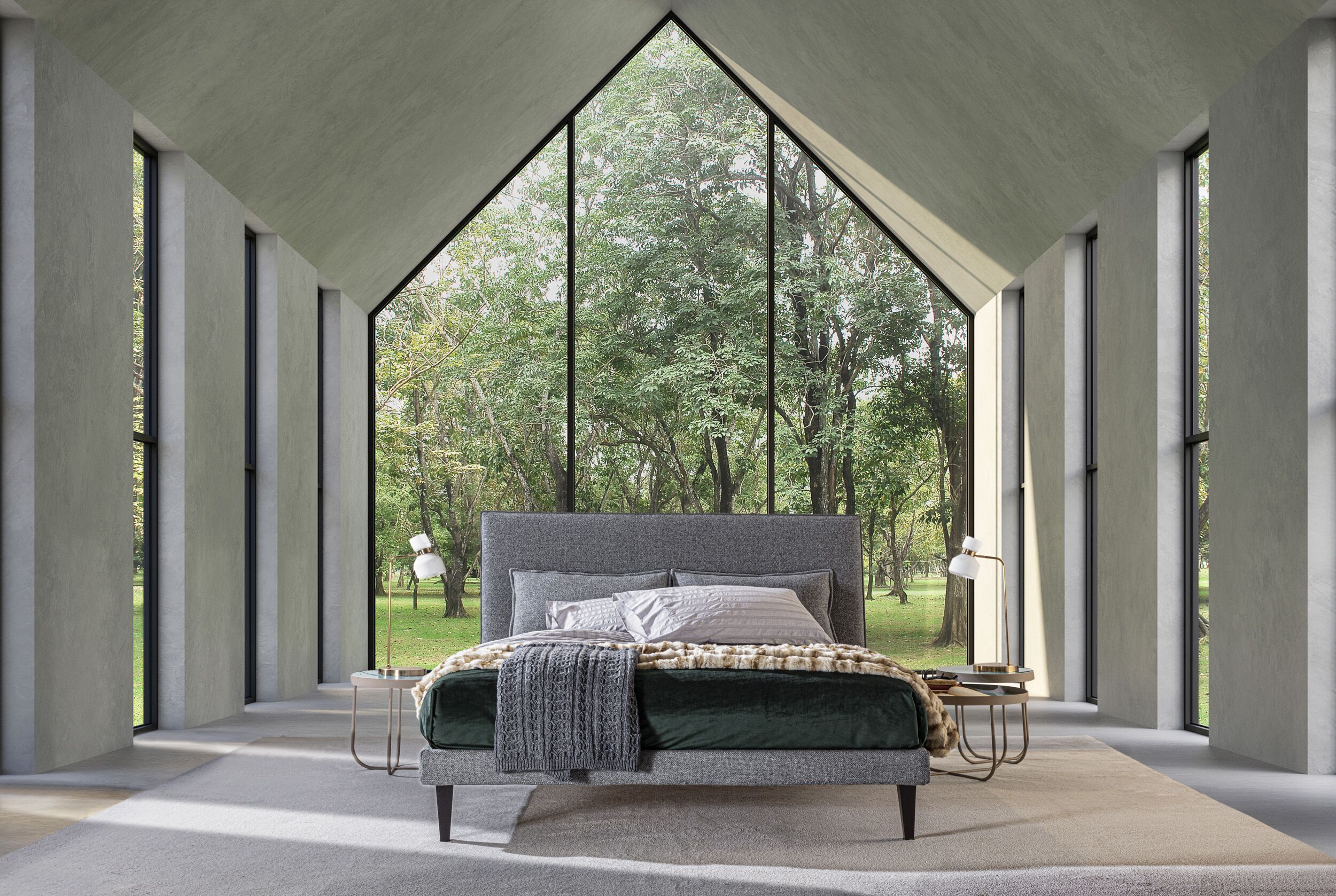 Съемная двуспальная кровать из ткани с мягким изголовьем GRUPPO FOX ночь Фокса ARCH-00101750 - Вид №3