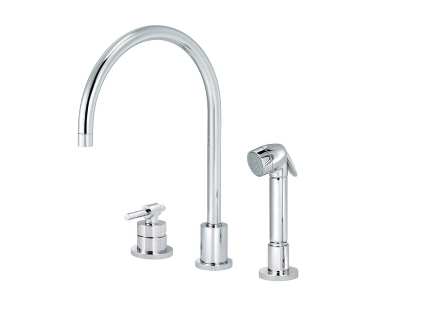 Смеситель для кухни с 3 отверстиями с выдвижным ручным душем rvb ARCH-00097326