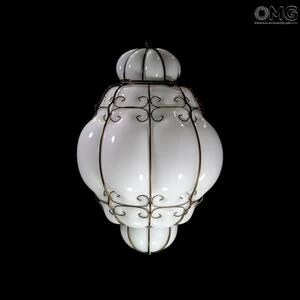 4211 ORIGINALMURANOGLASS Потолочный светильник Клетка - белый - муранское стекло OMG 40 см