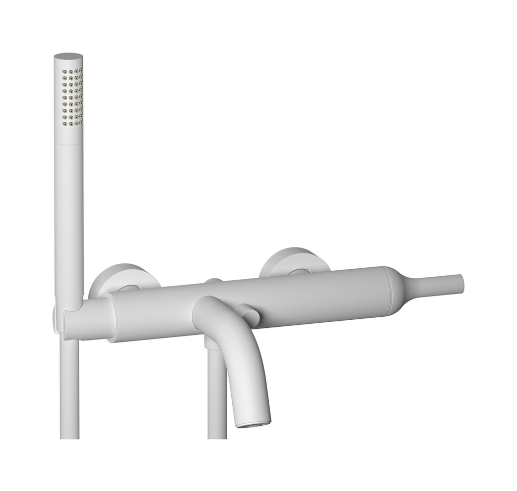 Настенный смеситель для ванной в комплекте с душевым гарнитуром WE ARE IB bi250bo Matt White Batlo