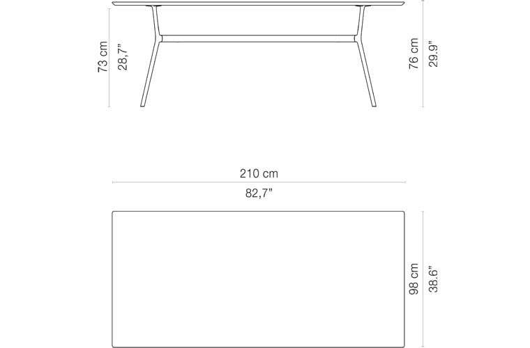 Алюминиевый прямоугольный садовый стол с порошковым покрытием TRIBÙ Branch ARCH-00056974 - Вид №1