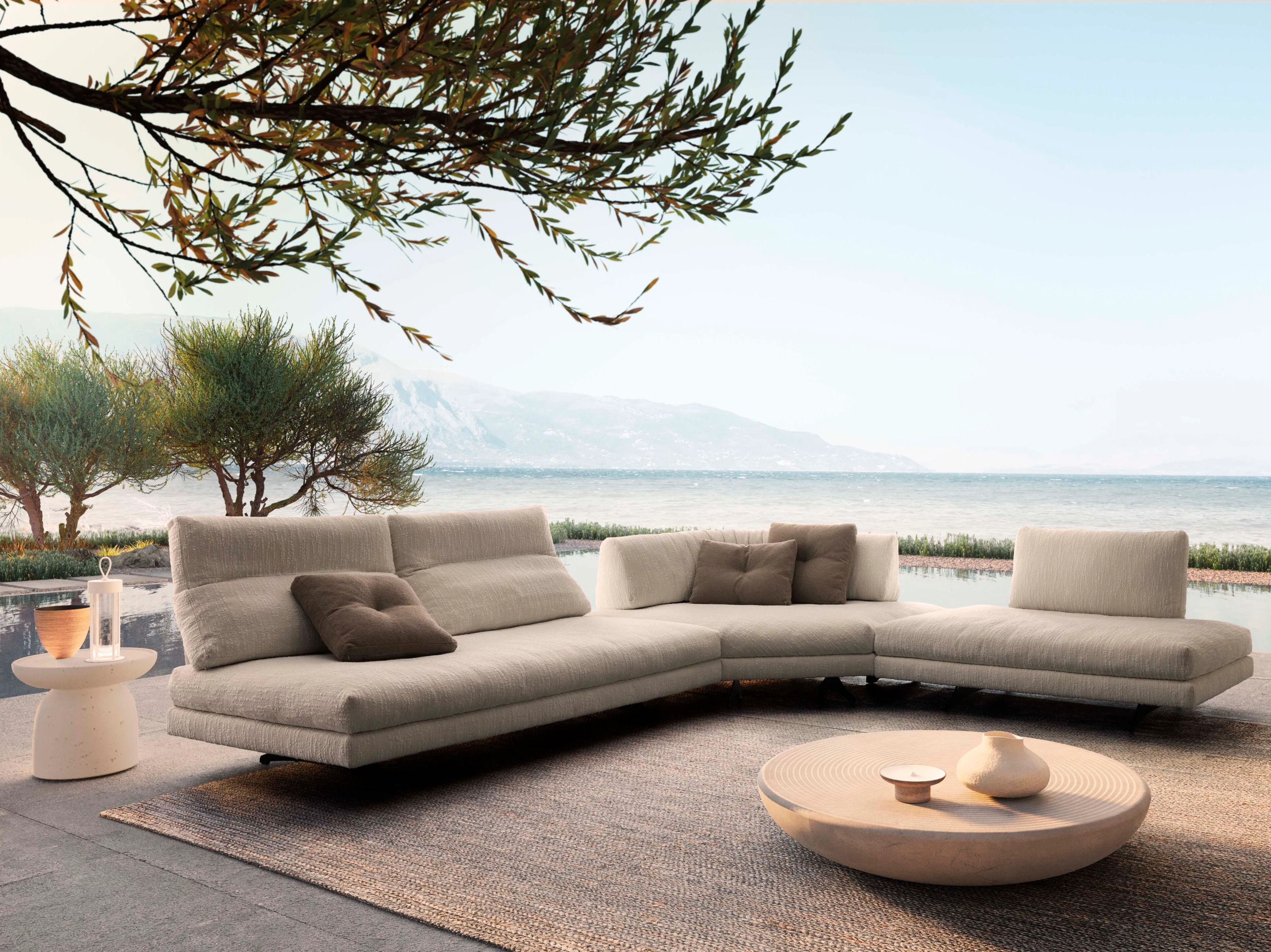 Угловой садовый диван из ткани VALENTINI камень ARCH-00127840 - Вид №1