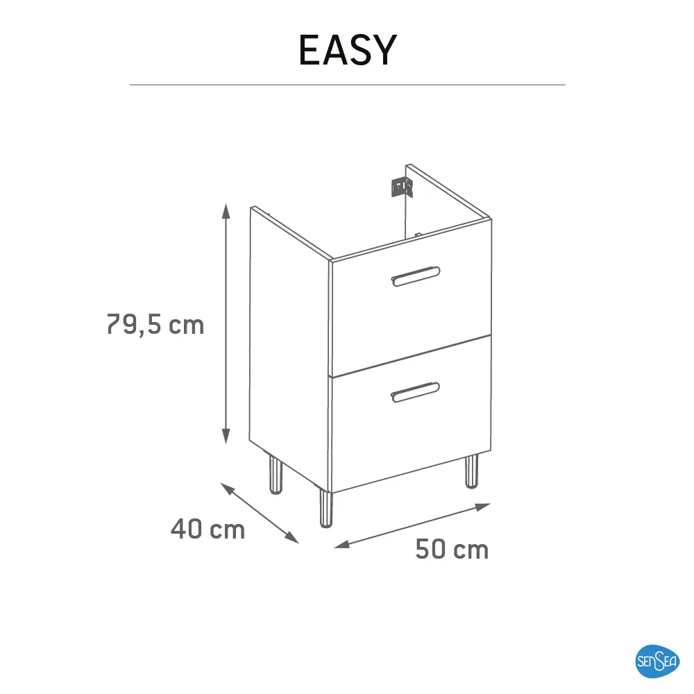 Тумба под раковину напольная Sensea Easy 50 см с двумя ящиками цвет белый STLM-2091549 - Вид №13