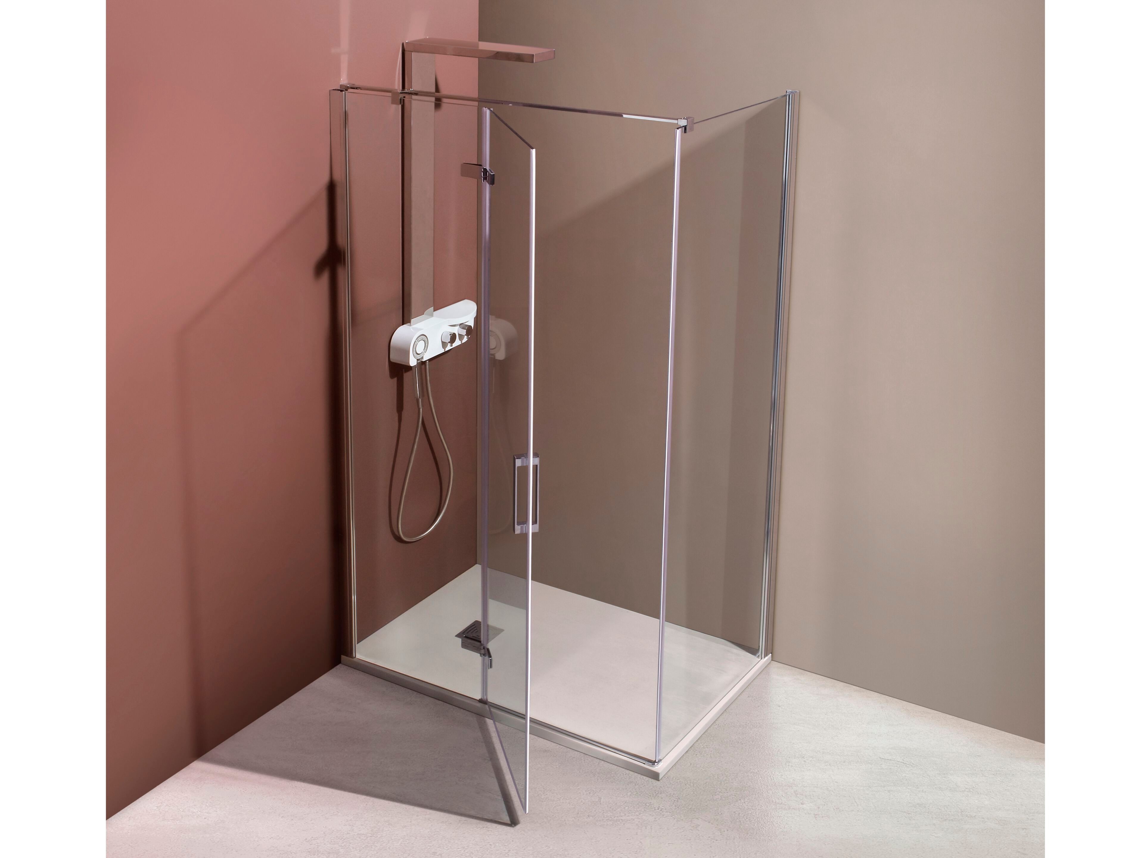 Алюминиевая и стеклянная угловая душевая кабина с распашной дверью TAMANACO 8MILL ARCH-00088598