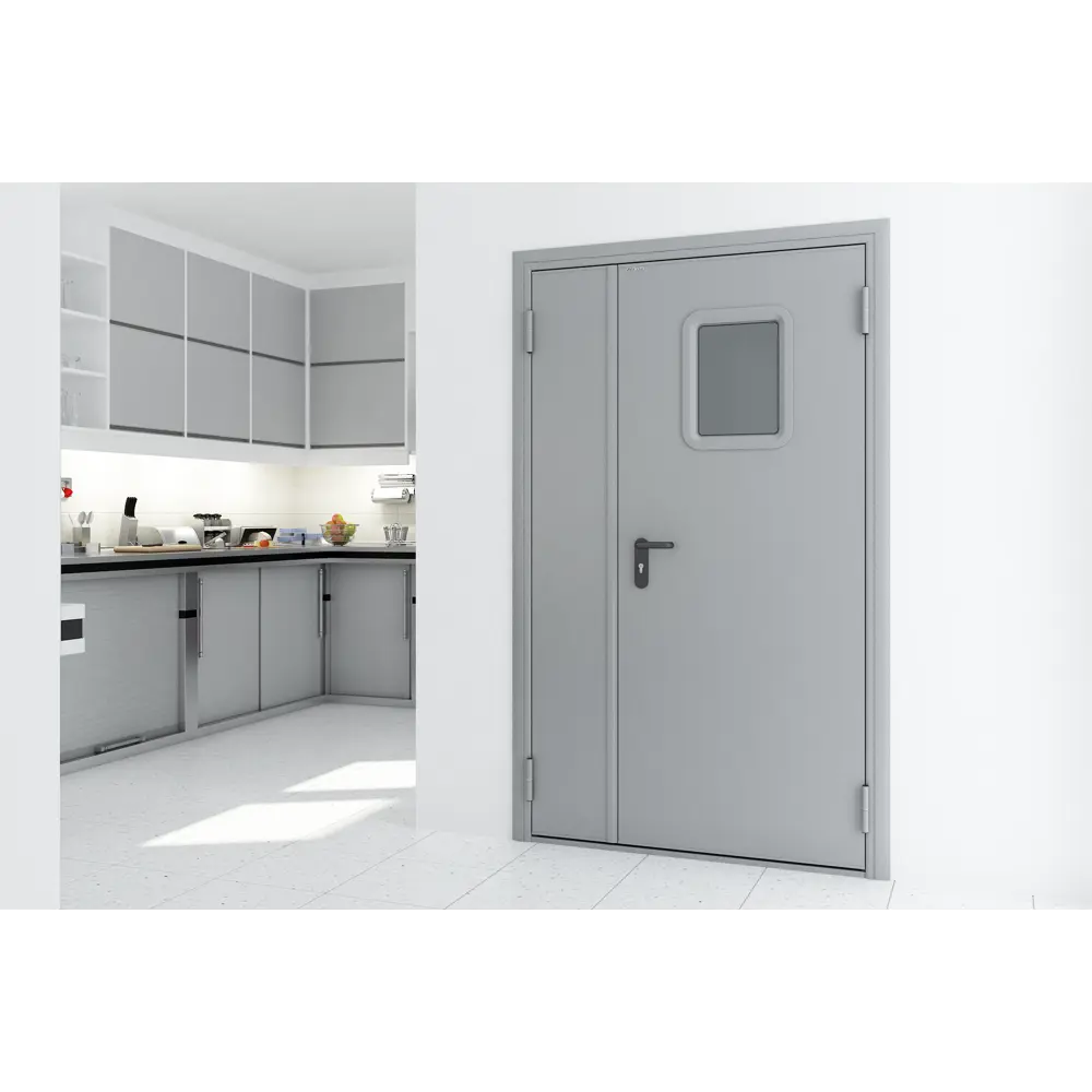 Дверь противопожарная EI60 остекленная 135x205 см правая RAL7035 DOORHAN STLM-2207415 - Вид №3