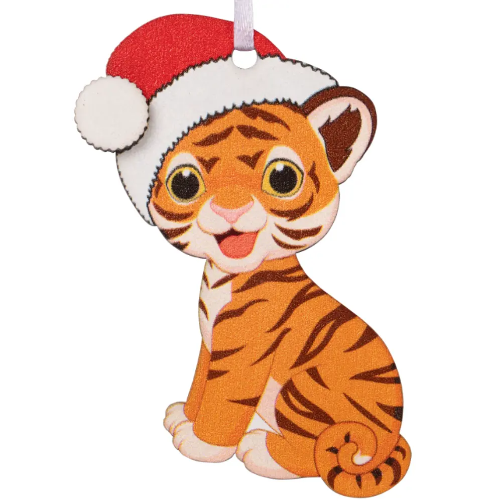 Елочная игрушка Christmas "3D Тигр в шапочке" h6.8 см 82720217 STLM-2063643 Santreyd 