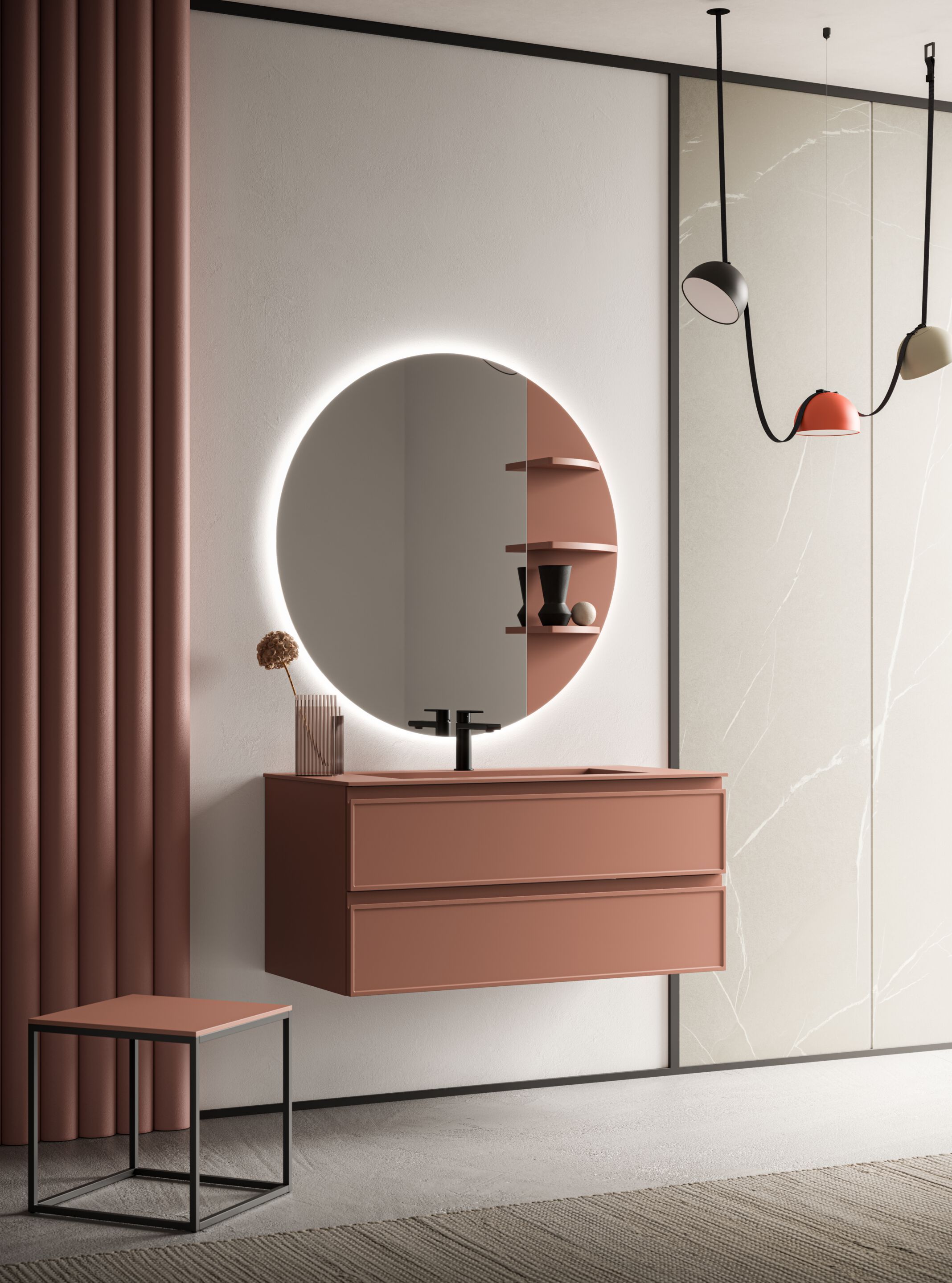 Подвесной шкаф для умывальника со встроенной раковиной Arbi Arredobagno декор ARCH-00040595