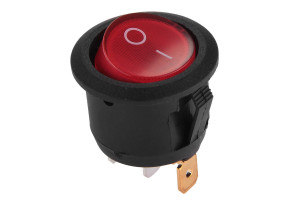 16655984 Клавишный круглый выключатель MICRO красный с подсветкой 3 контакта, 250В, 3А, ВКЛ-ВЫКЛ тип 26849 9 duwi