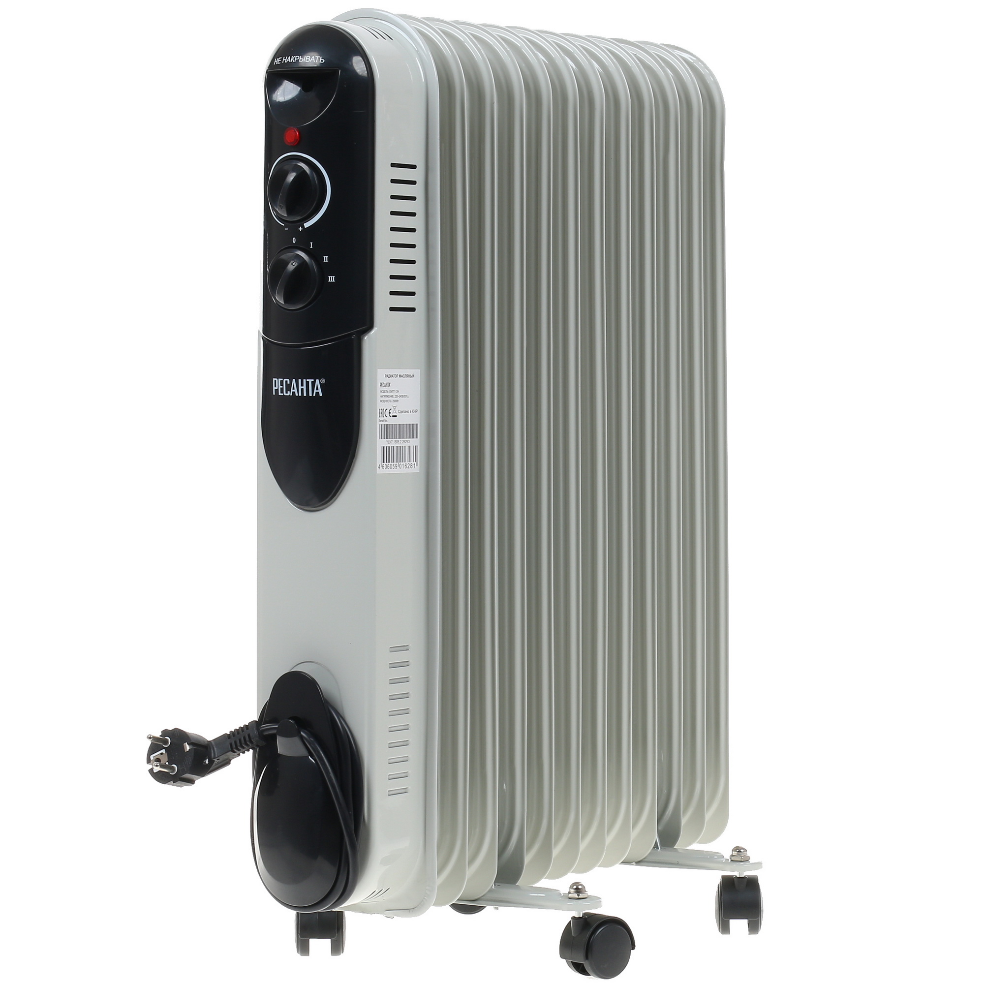 1076918 Масляный обогреватель Ресанта ОМПТ-12Н белый STDN-0082637 - Вид №2