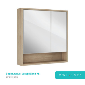 90801534 Шкаф зеркальный подвесной OW29.70.12 75х70см цвет Дуб Сонома Eland (Эланд) STLM-0388480 OWL 1975