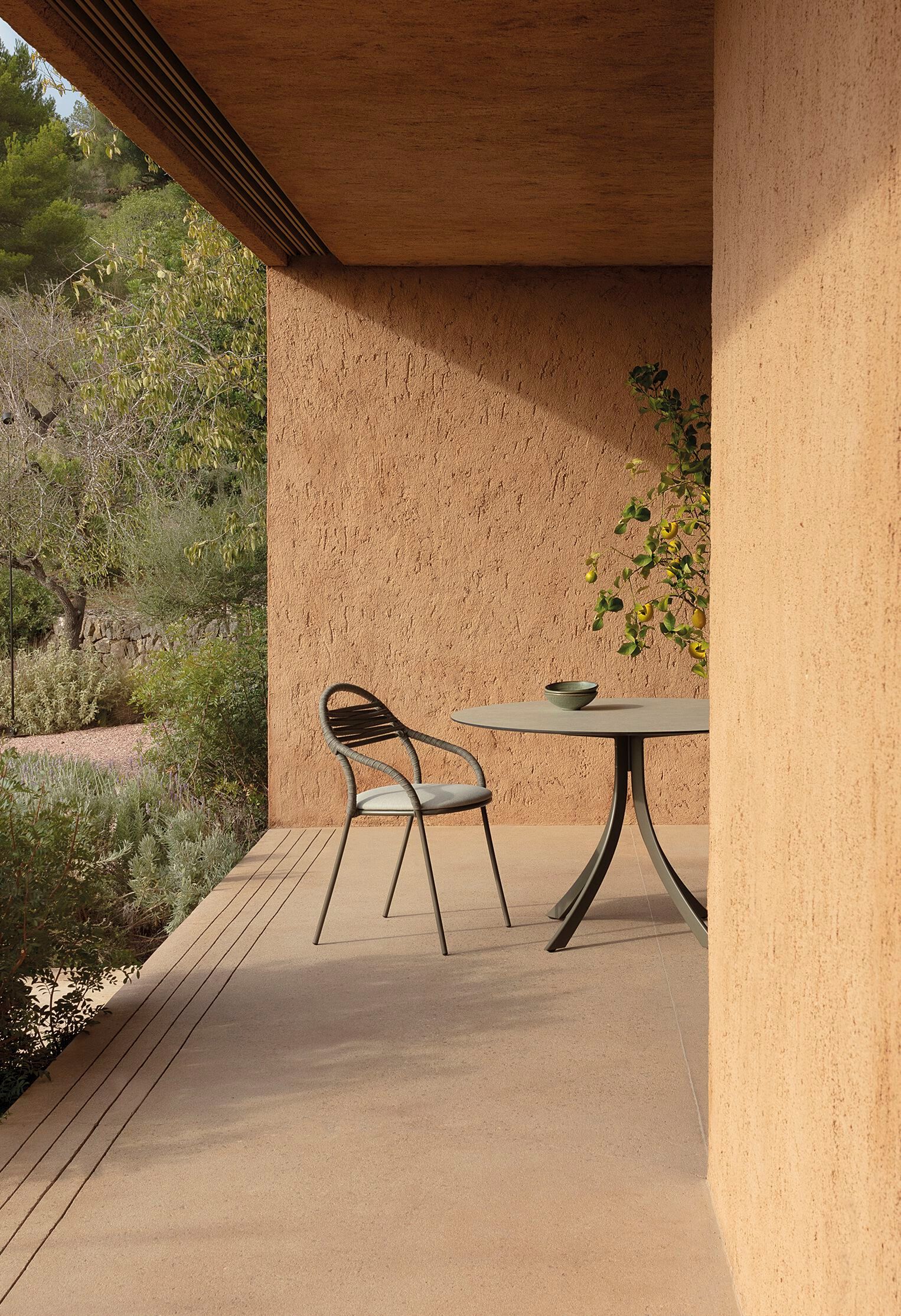 Штабелируемый садовый стул из нержавеющей стали и веревки с подлокотниками EXPORMIM лепесток ARCH-00022024 - Вид №1