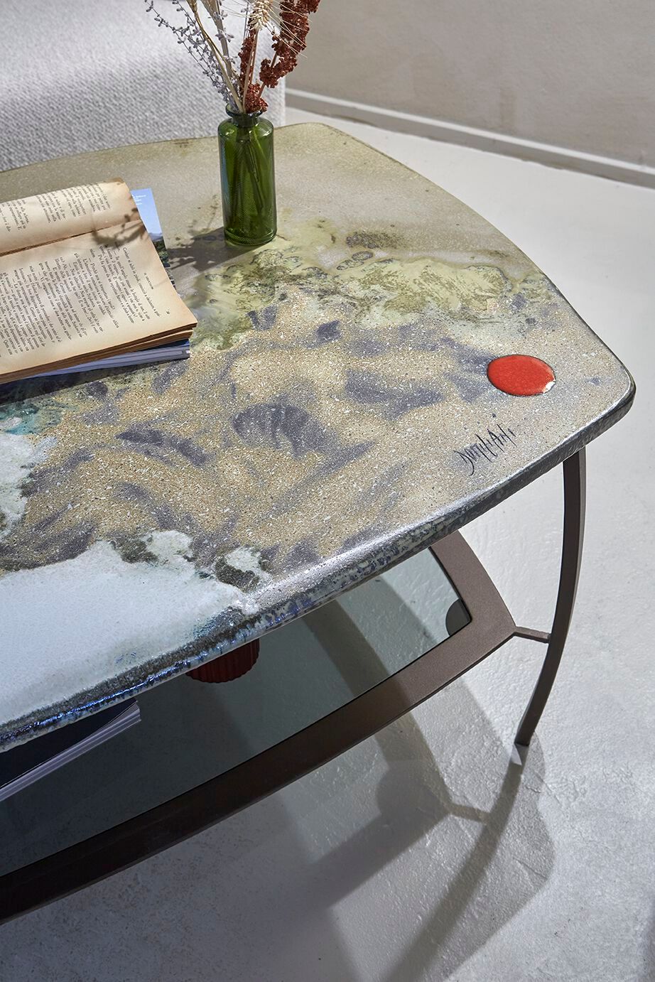 Журнальный столик из фаянса и нержавеющей стали DOMIZIANI современный ARCH-00123833 - Вид №1