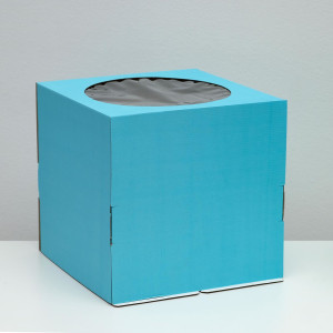 Кондитерская коробка с окном голубая 30х30х30 см УПАКПРО