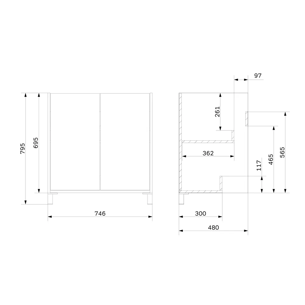Тумба AM.PM Stern для ванной с накладной раковиной 75 см 89430351 STLM-1577789 - Вид №6