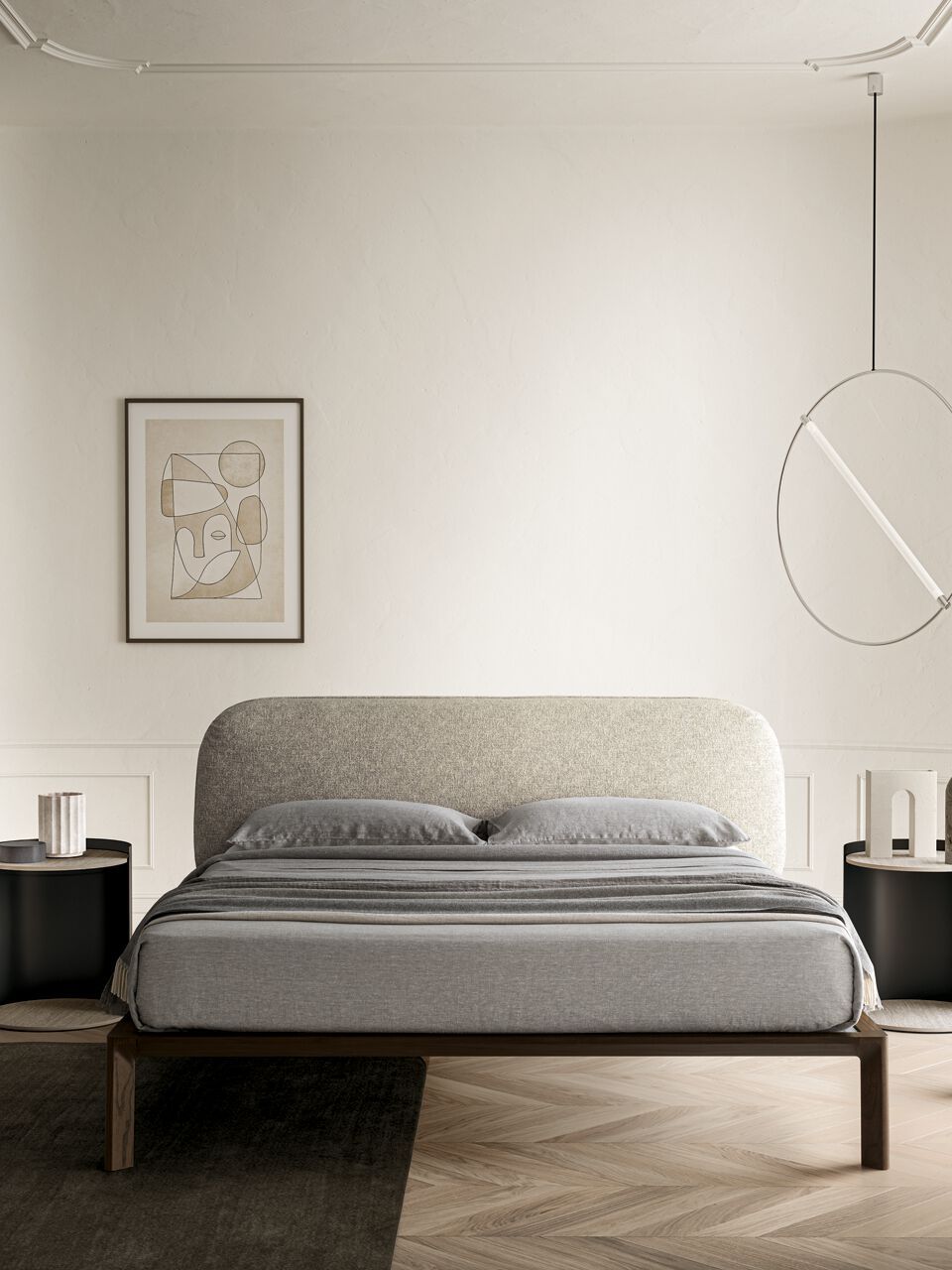 Двуспальная кровать с мягким изголовьем Santalucia Mobili ANDER ARCH-00011754