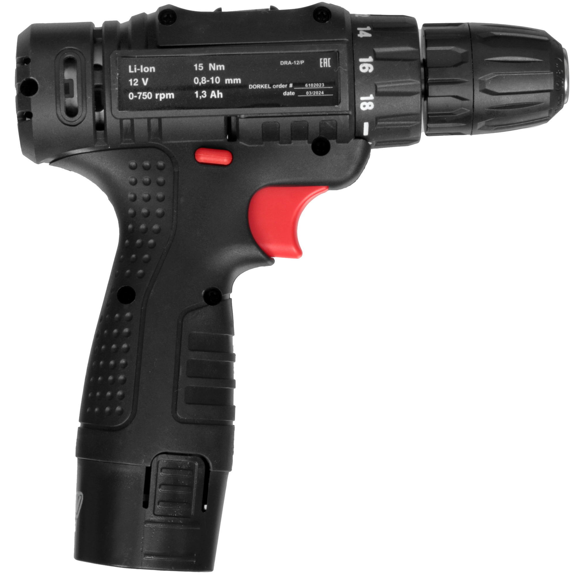 Дрель-шуруповерт Dorkel DRA-12/P 5629485 STDN-0081765 - Вид №1