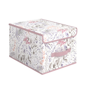 90792275 Коробка Lilac 30x25x40 см 30 л нетканый материал цвет белый/розовый BOTANIC LILAC STLM-0384106 VALIANT