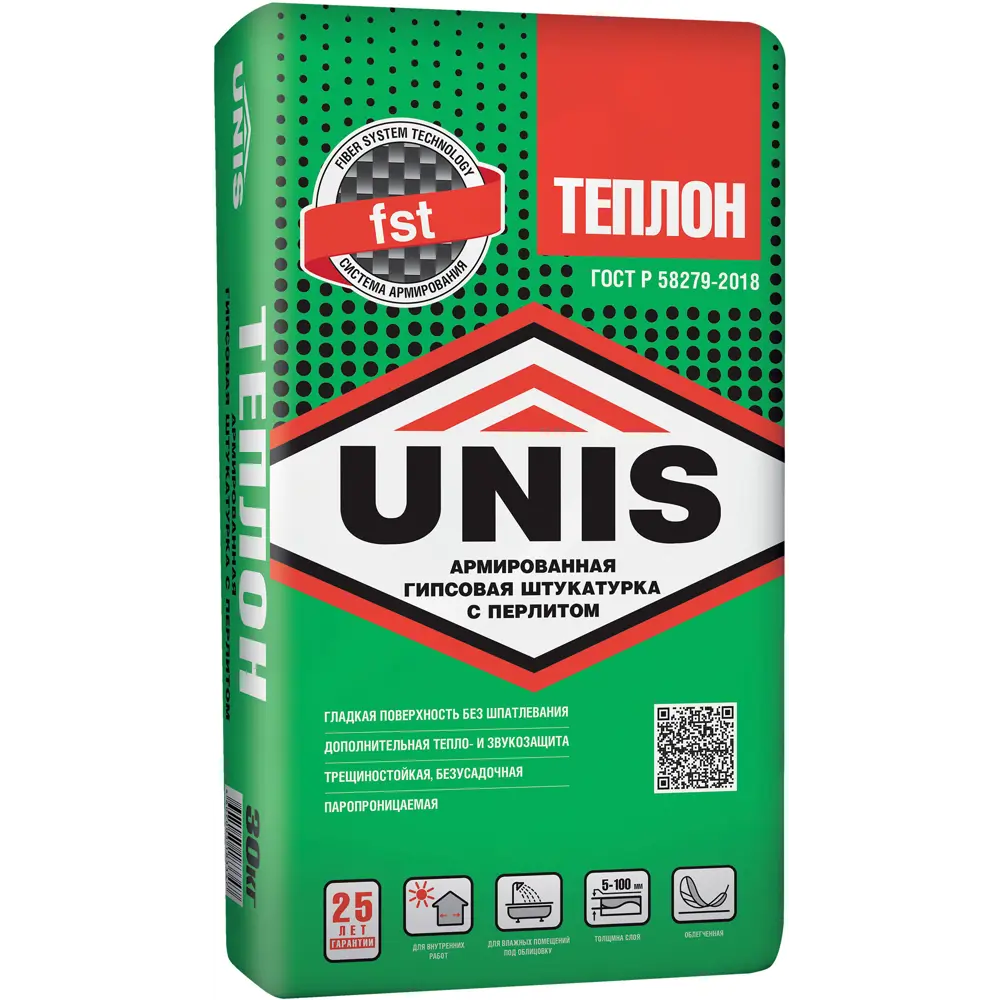 Гипсовая штукатурка Unis Теплон для идеального выравнивания стен 88110431 Теплон армированный STLM-0076845