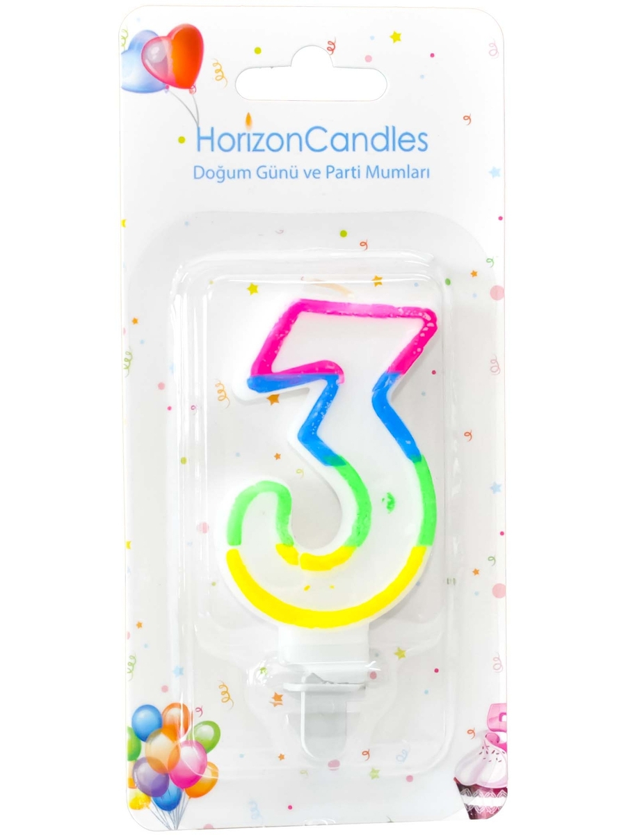 91017920 Свеча Horizon Candles для торта Цифра 3 разноцветная STLM-0443323 MIR LIGHT