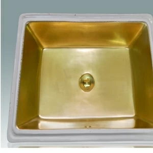 АР1450 Накладная раковина под столешницу  квадратная Atlantis Porcelain Art Gold & Platinum