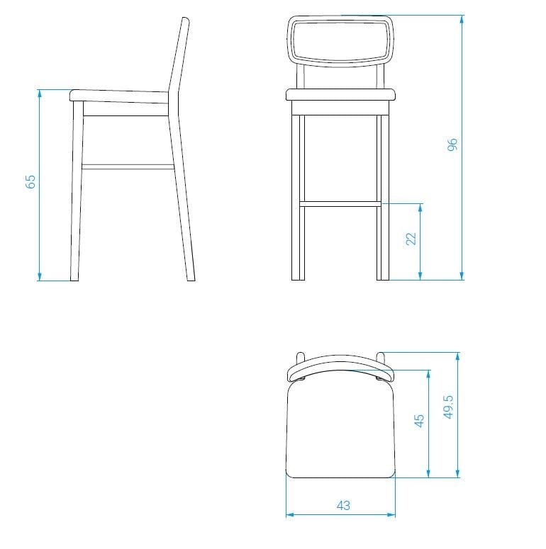 Высокий деревянный табурет со встроенной подушкой и плетеной спинкой RED EDITION плетеная ARCH-00035114 - Вид №11