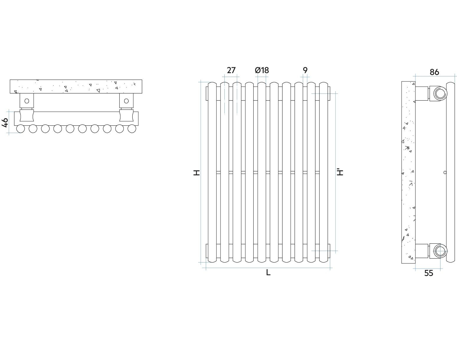 Стальной модульный вертикальный мебельный радиатор Irsap Арфа ARCH-00079542 - Вид №4