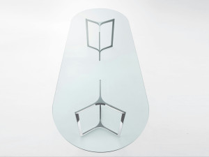 Овальный стол для гостиной из нержавеющей стали и стекла