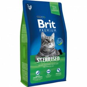 ПР0044736 Корм для кошек Premium Cat Sterilised для кастрированных котов, курица, куриная печень сух. 1,5кг Brit