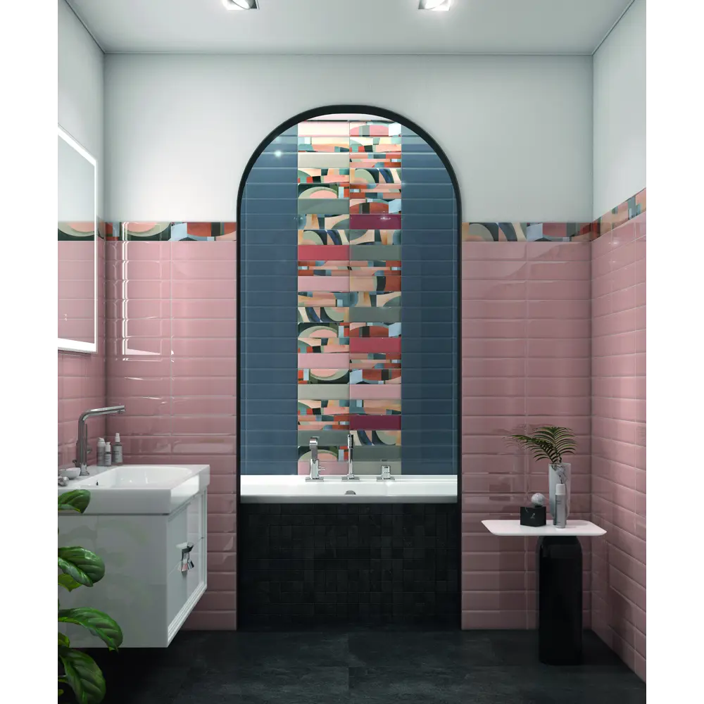Декор настенный Kerama Marazzi Закат 1 8.5x28.5 см глянцевый цвет розовый STLM-2087904 - Вид №5