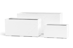 41.3320-05-041-WH-80 Кашпо  Effectory - серия Gloss - Низкий узкий прямоугольник - Белый глянцевый лак Цветочная коллекция