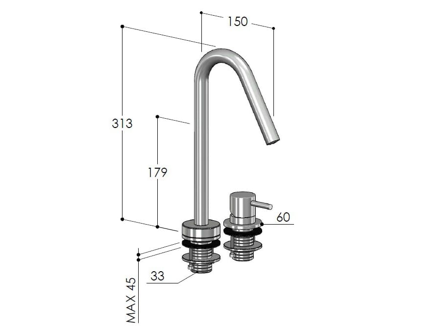 Смеситель для кухни из нержавеющей стали с поворотным изливом Fontealta Kitchen ARCH-00063027 - Вид №2