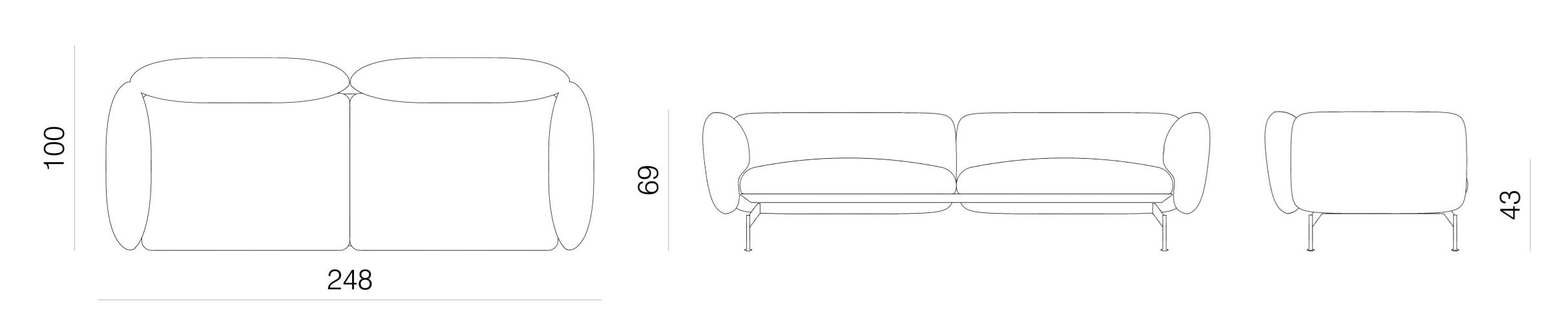 3-местный съемный тканевый диван prostoria Echo ARCH-00142466 - Вид №3