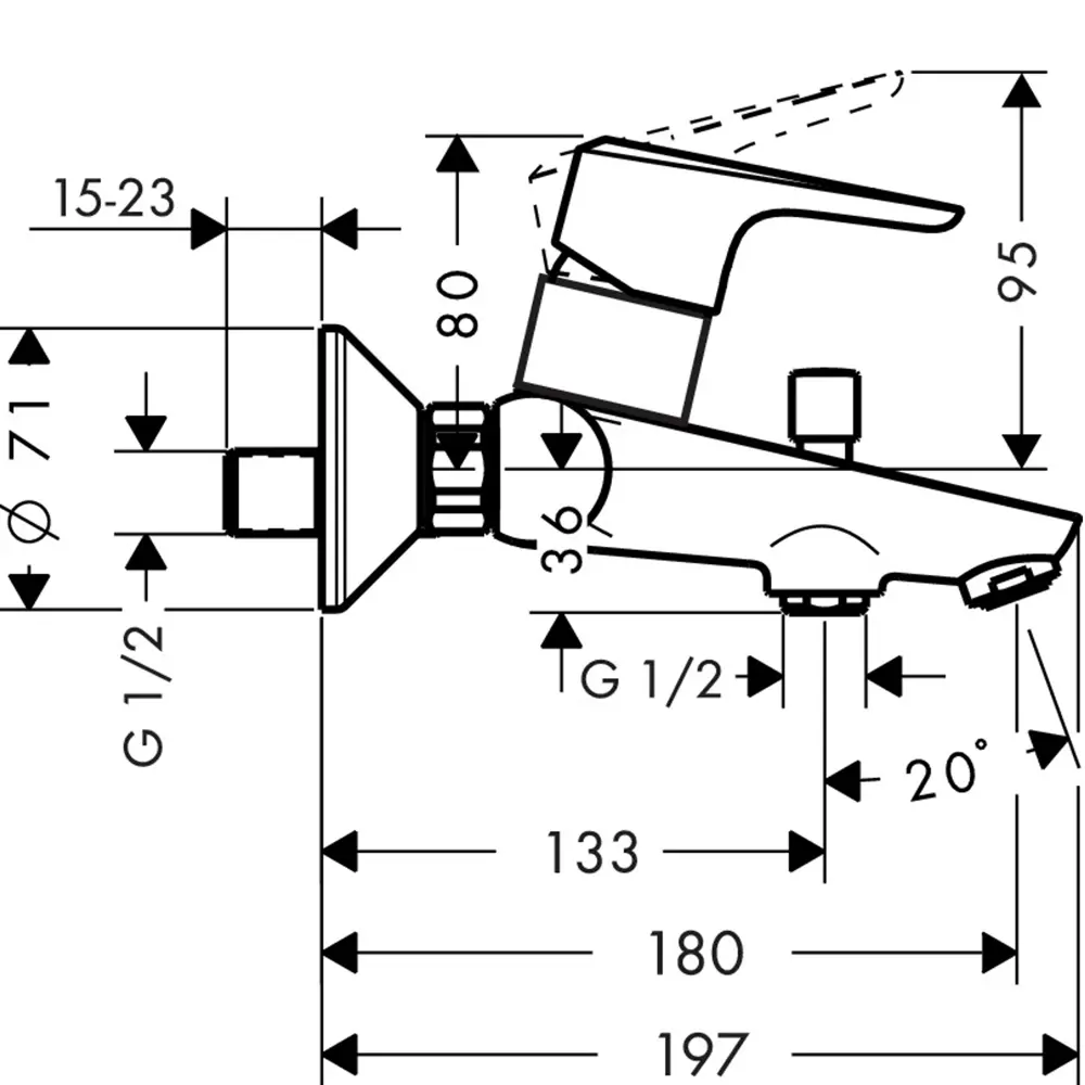 Смеситель для ванны Hansgrohe Ecos однорычажный цвет хром STLM-2164554 - Вид №4