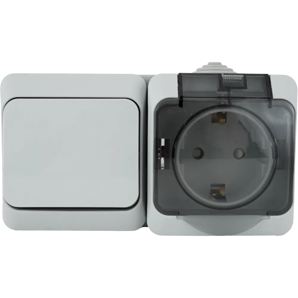 Влагозащищенный блок SYSTEME ELECTRIC с выключателем и розеткой Этюд 82106286 STLM-1108688