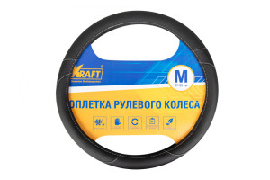 15966376 Оплетка иск кожа с перфорацией, черная, 38 см / M KT 800313 KRAFT