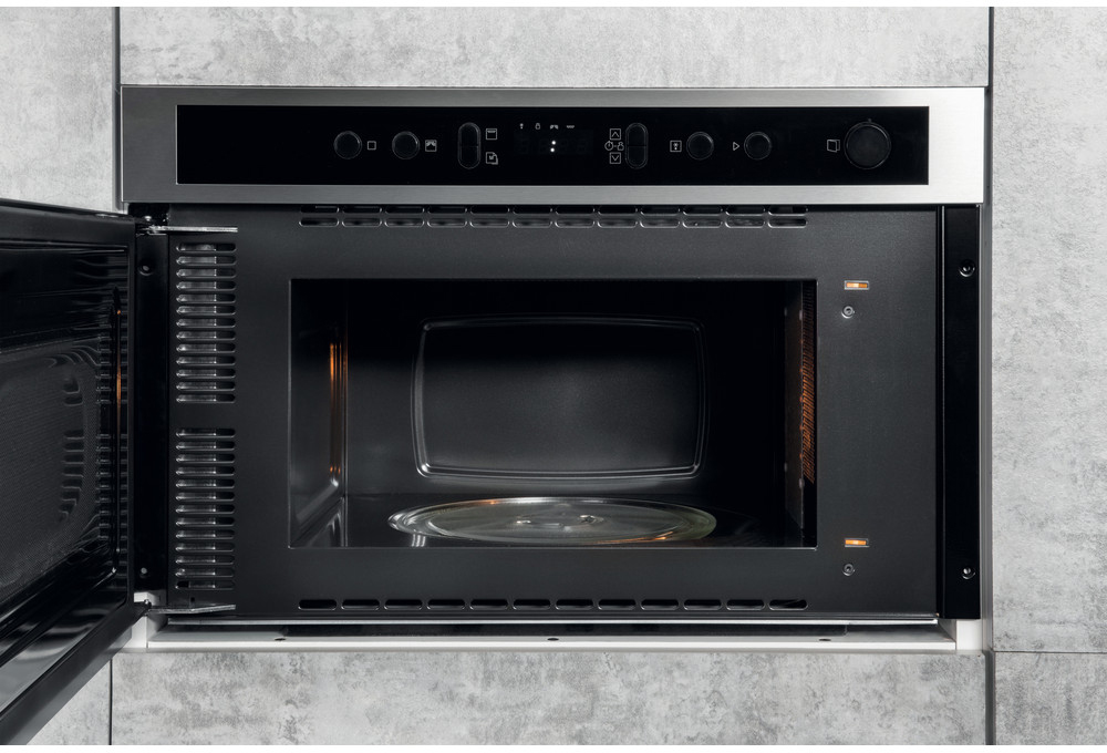 MN 513 IX HA 38,2 x 59,5 x 32 см, 22 л, 4 уровня мощности, технология multiwaves, dynamic defrost, гриль, дисплей, электронное управление, нержавеющая сталь Hotpoint-Ariston Santreyd  - Вид №1