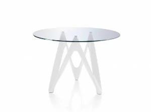 Обеденный стол круглый стеклянный белый 130см B063 от Angel Cerda ANGEL CERDA  00-3865593 Белый;прозрачный