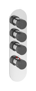 EUA312NPNMR_2 Комплект наружных частей термостата на 3 потребителей - вертикальная овальная панель с ручками Marmo IB Aqua - 3 потребителя