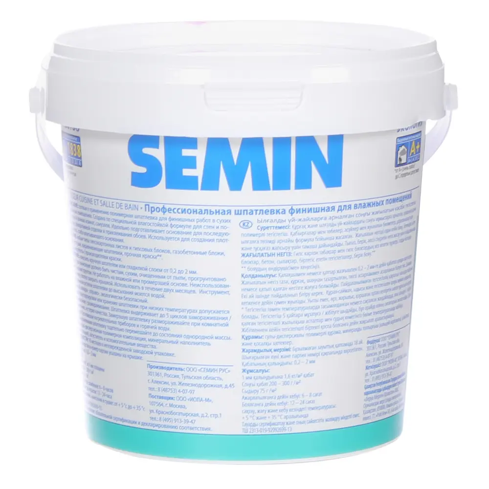 Шпатлевка финишная для влажных помещений Semin 1.5 кг да STLM-2183071 - Вид №1