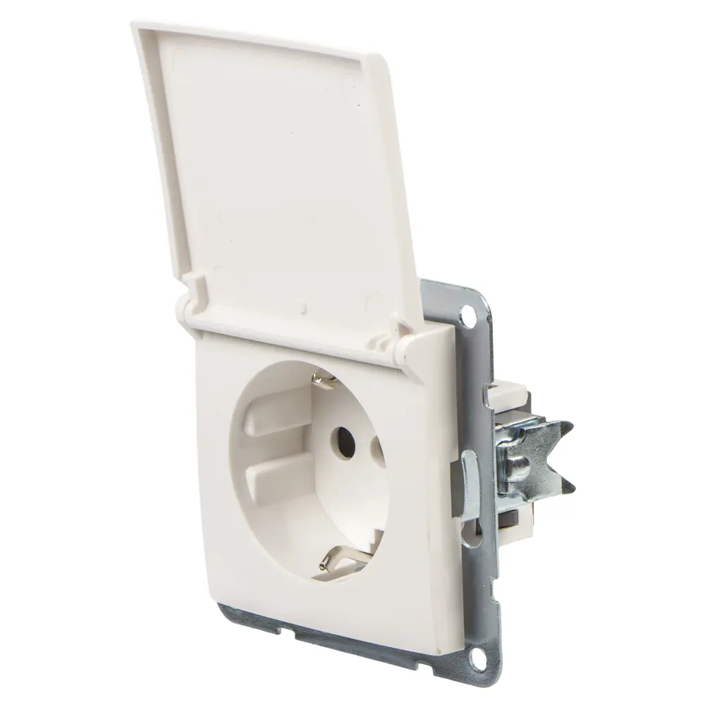 Розетка LK Studio LK60, с заземлением, крышка, цвет белый STLM-2100776 - Вид №1