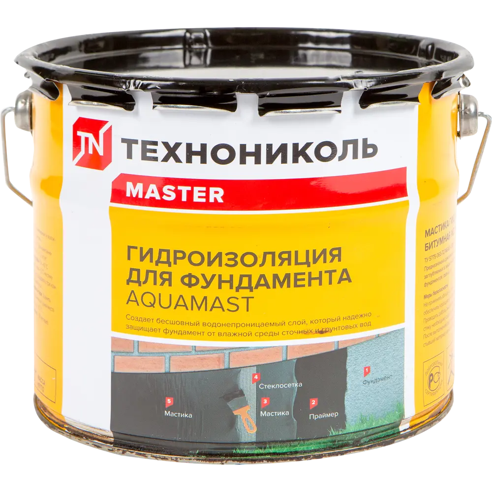 Битумная мастика ТЕХНОНИКОЛЬ AquaMast для гидроизоляции фундамента 3 кг 16721339 Aquamast гидроизоляция фундамента STLM-0007150