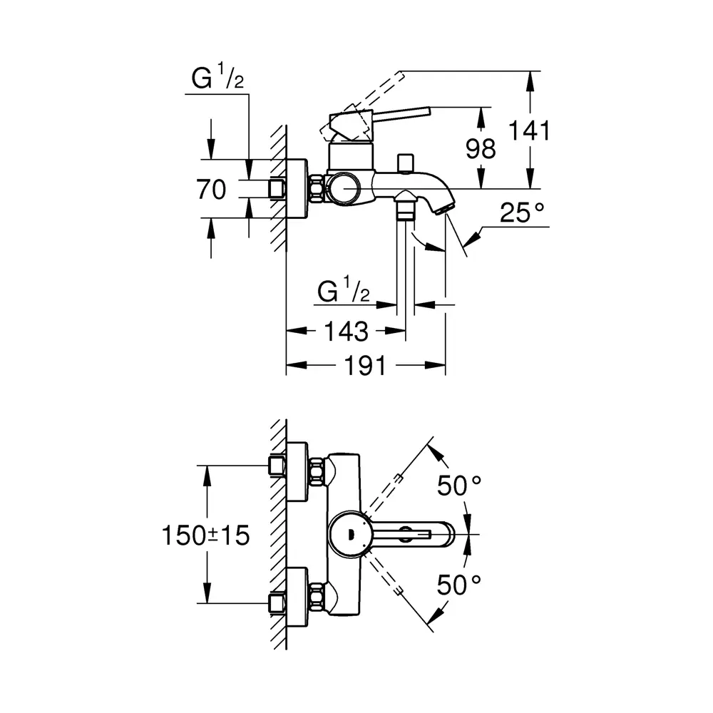 Смеситель для ванны Grohe Clova Classic однорычажный цвет хром STLM-2046981 - Вид №4