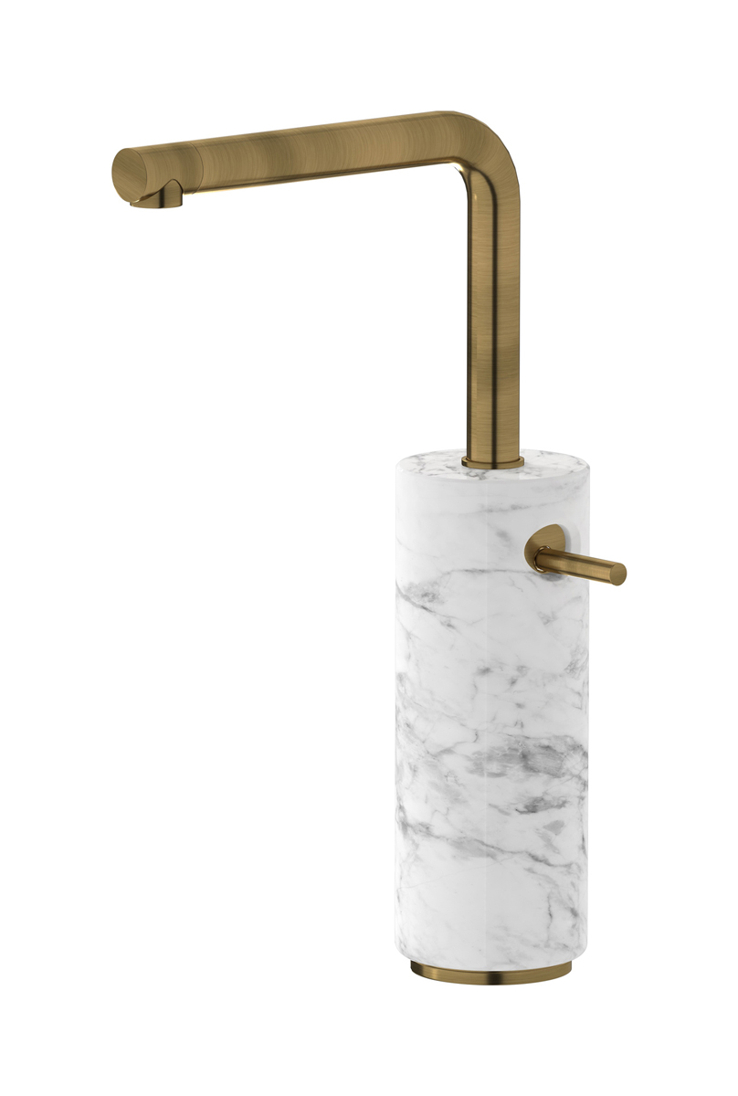 Высокий смеситель для раковины на 1 отверстие в комплекте с донным клапаном WE ARE IB mm202mb_1 Modern Bronze Marmo