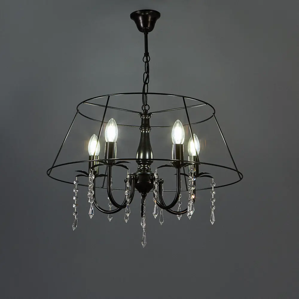 Люстра хрустальная подвесная Черный жемчуг 5xE14x60 Вт, металл/хрусталь, цвет чёрный СВЕТПРОМЪ STLM-2036859 - Вид №1