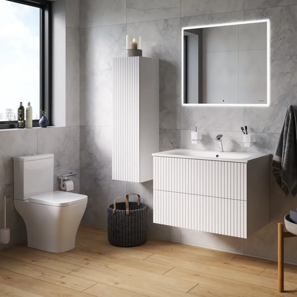 Тумба под раковину AM.PM Struktura подвесная 80 см МДФ/эмаль цвет белый вертикальные линии STLM-2158989 - Вид №6