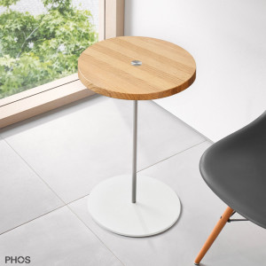 BT600-Eiche-BPW Приставной столик, высота 40 см, столешница из дуба, основание белое PHOS