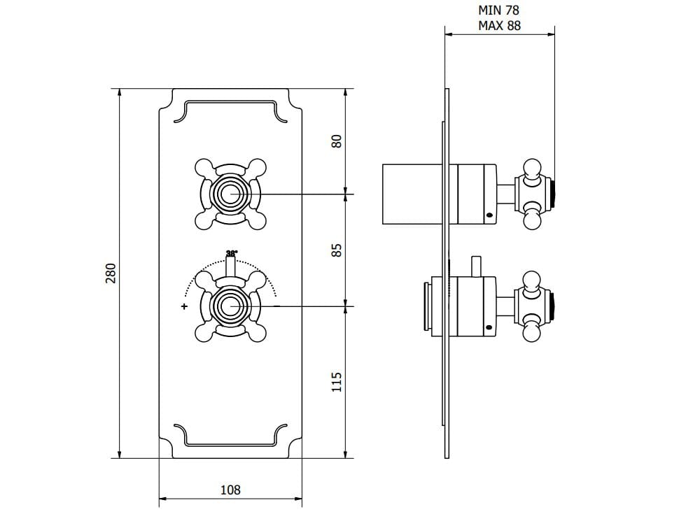 Термостатический смеситель для душа с 2 отверстиями IB Aqua ARCH-00141472 - Вид №2